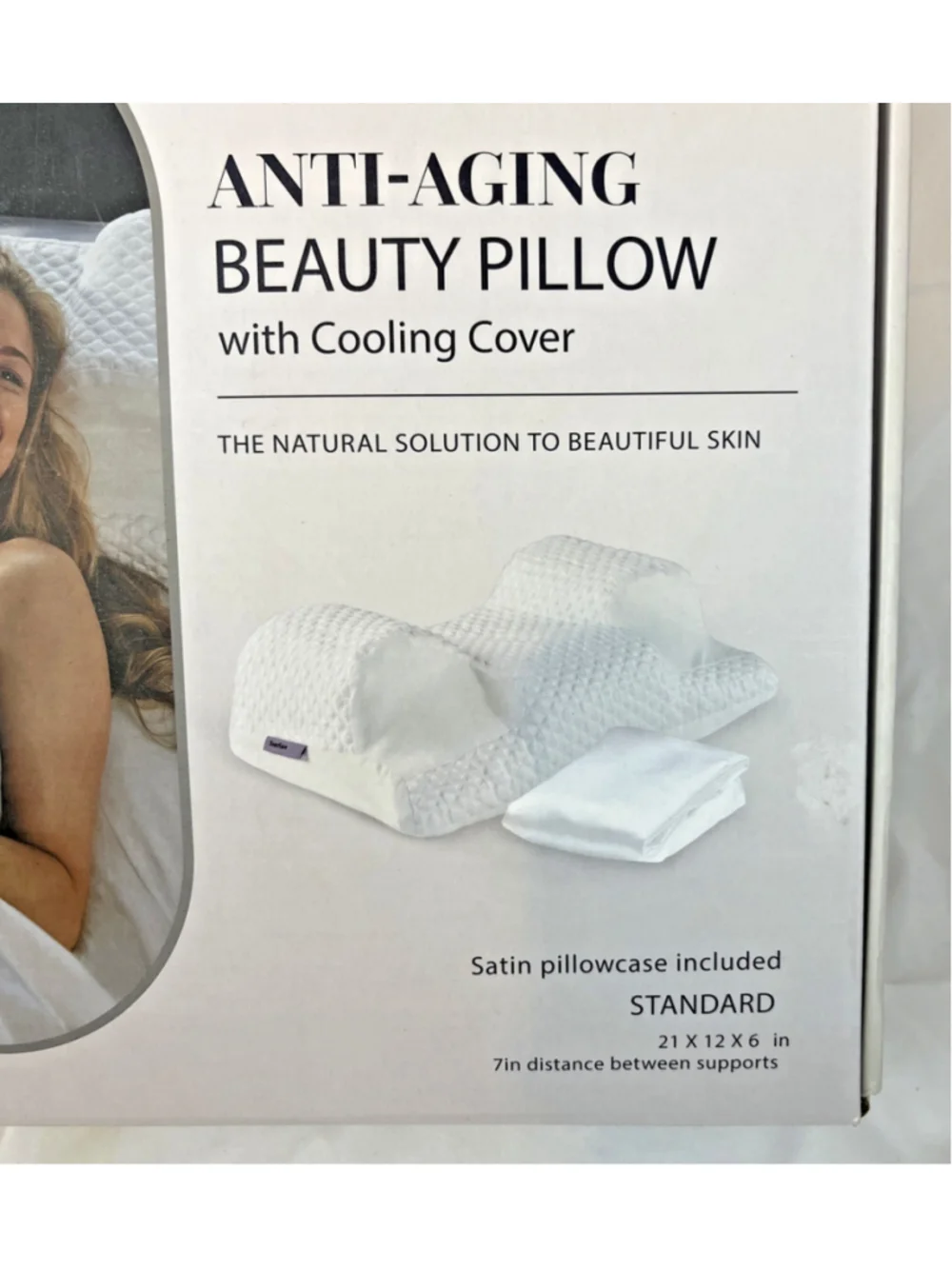 YourFacePillow Anti Aging Beauty Back Sleeper Pillow+Satin Cooling Pillowcase